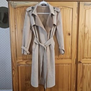 Few Moda Women's Tan Trench Coat L Suede